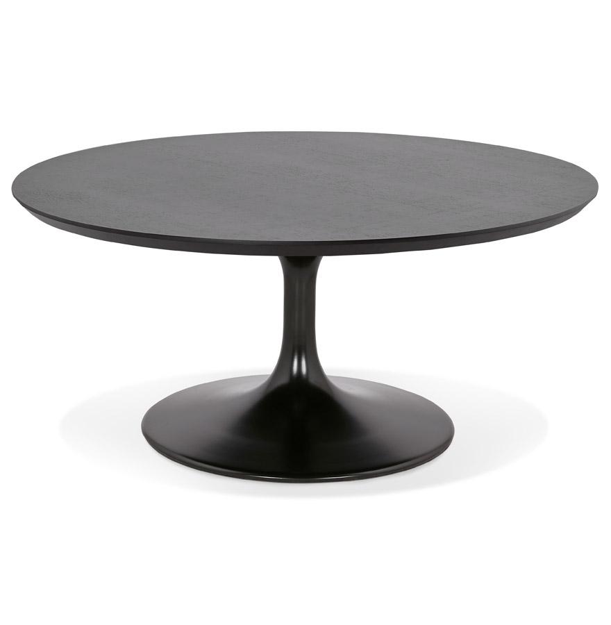kokoon design BUSTER MINI' round living room coffee table in wood and black metal - Ø 90 cm