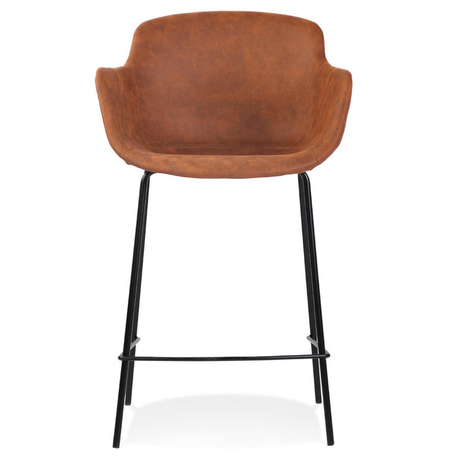 Kokoon Design CALVIN MINI' Mid-height Snack Stool In Brown Microfiber