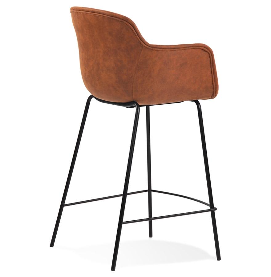 Kokoon Design CALVIN MINI' Mid-height Snack Stool In Brown Microfiber