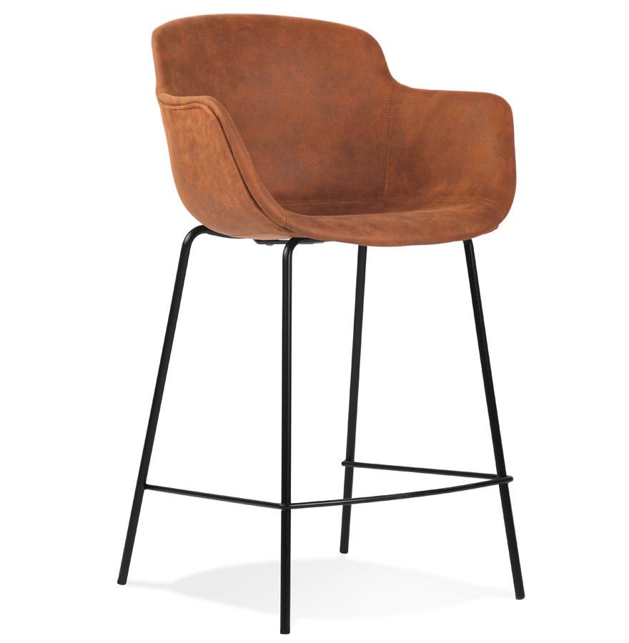 kokoon design CALVIN MINI' mid-height snack stool in brown microfiber