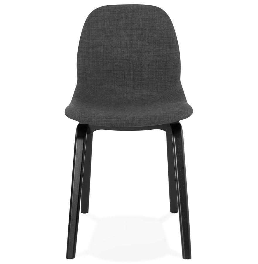 Kokoon Design CELTIK' Dining Room Chair In Gray Fabric And Black Wooden Legs