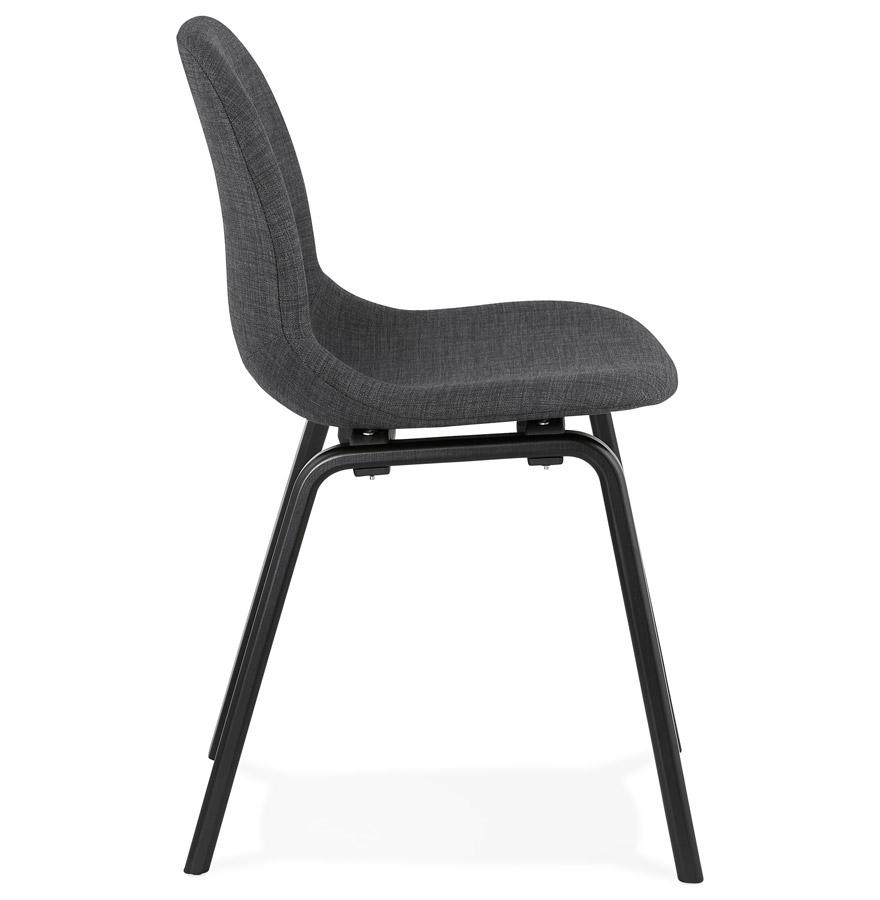 Kokoon Design CELTIK' Dining Room Chair In Gray Fabric And Black Wooden Legs