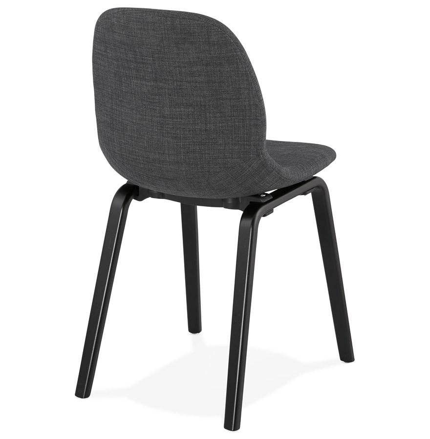 Kokoon Design CELTIK' Dining Room Chair In Gray Fabric And Black Wooden Legs