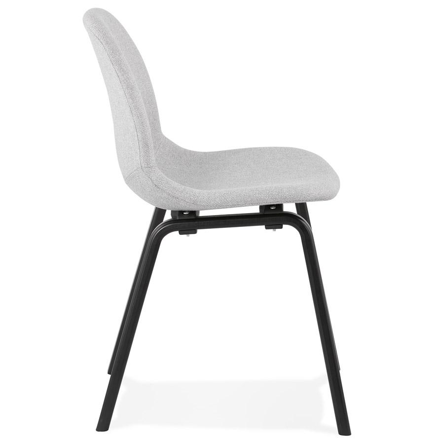 Kokoon Design CELTIK' Dining Room Chair In Light Gray Fabric And Black Wooden Legs