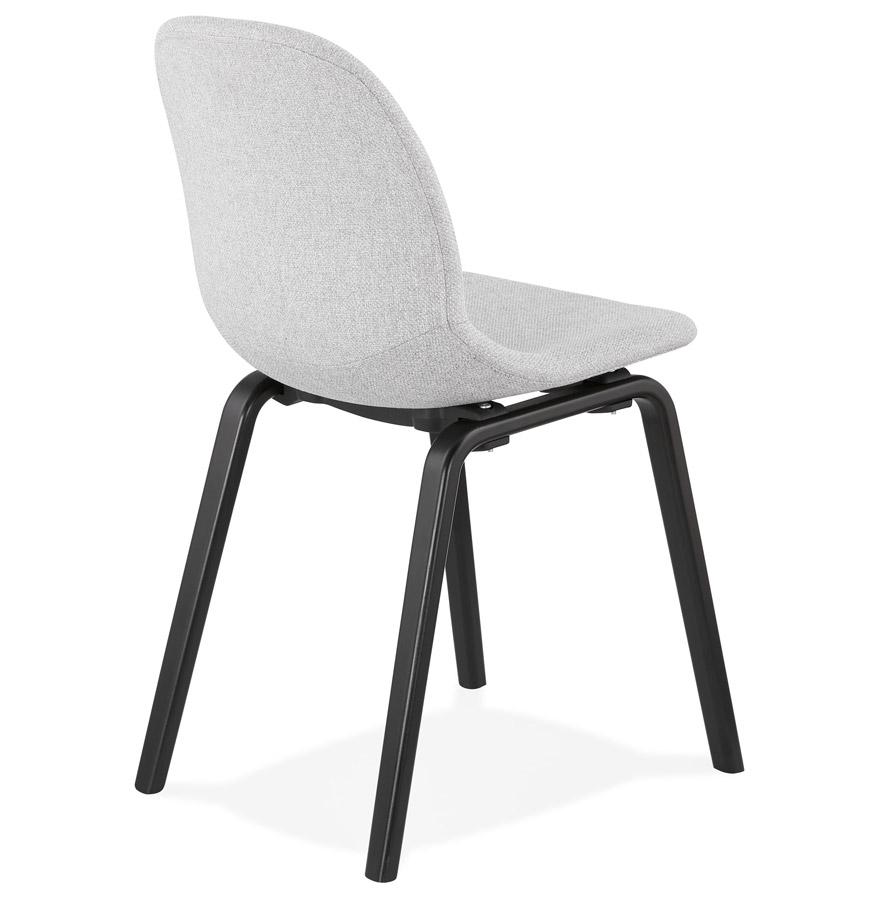 Kokoon Design CELTIK' Dining Room Chair In Light Gray Fabric And Black Wooden Legs