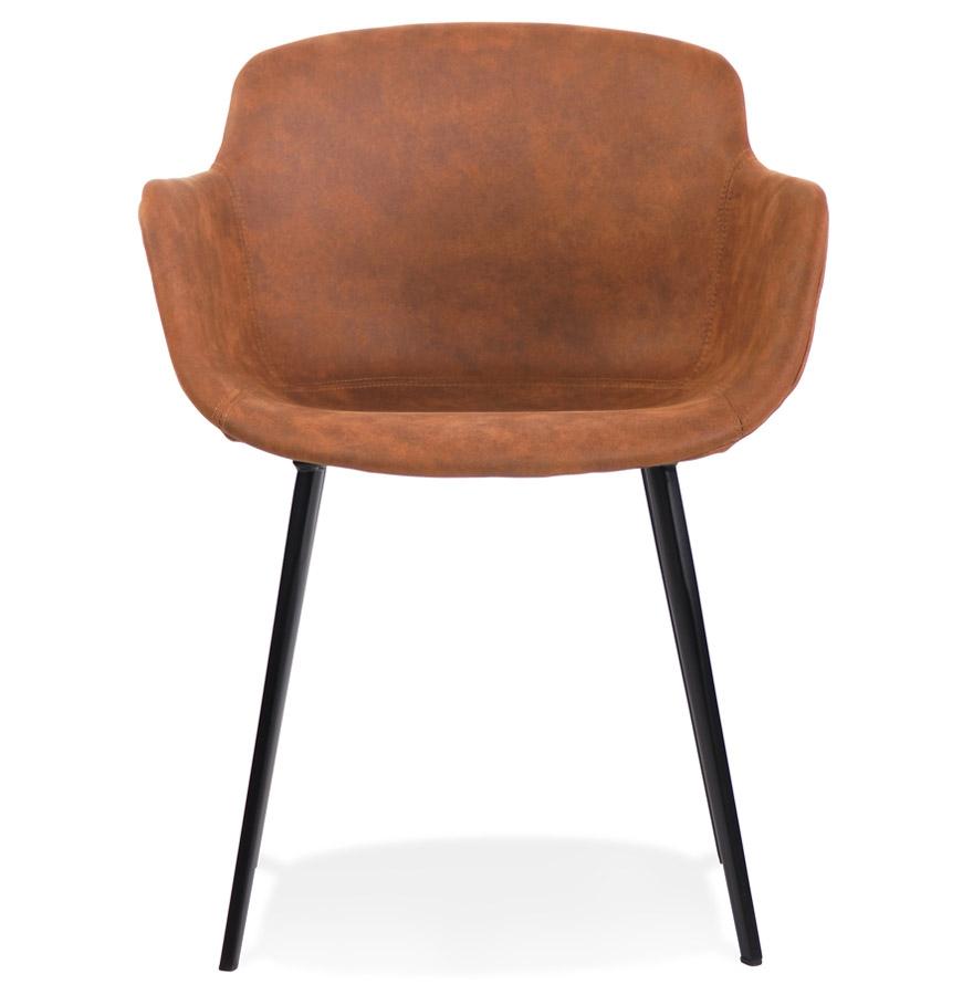 Kokoon Design Chair With Armrests 'DERBY' In Brown Microfiber