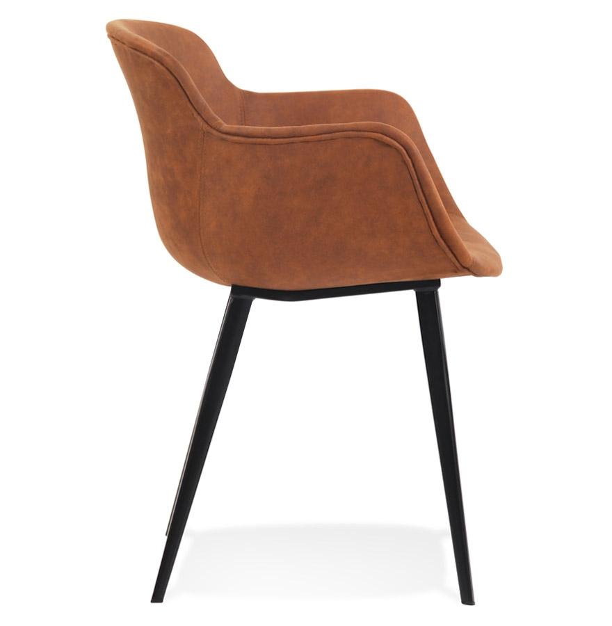 Kokoon Design Chair With Armrests 'DERBY' In Brown Microfiber