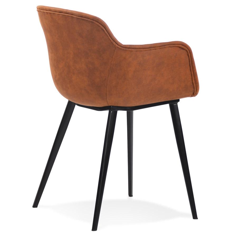 Kokoon Design Chair With Armrests 'DERBY' In Brown Microfiber
