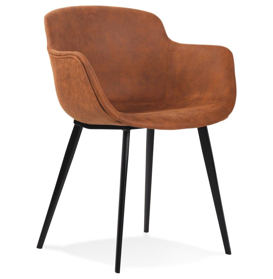 kokoon design Chair with armrests 'DERBY' in brown microfiber