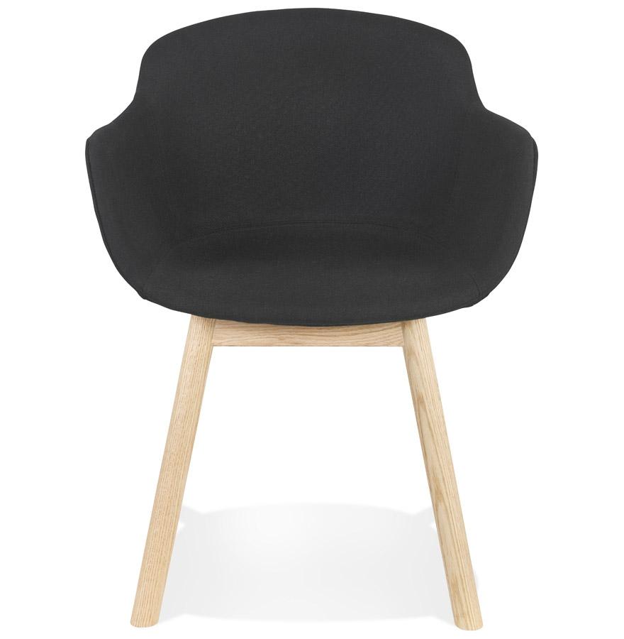 Kokoon Design Chair With 'LAMBIC' Armrests In Black Fabric And Natural Wood Legs