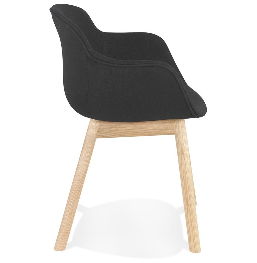 Kokoon Design Chair With 'LAMBIC' Armrests In Black Fabric And Natural Wood Legs