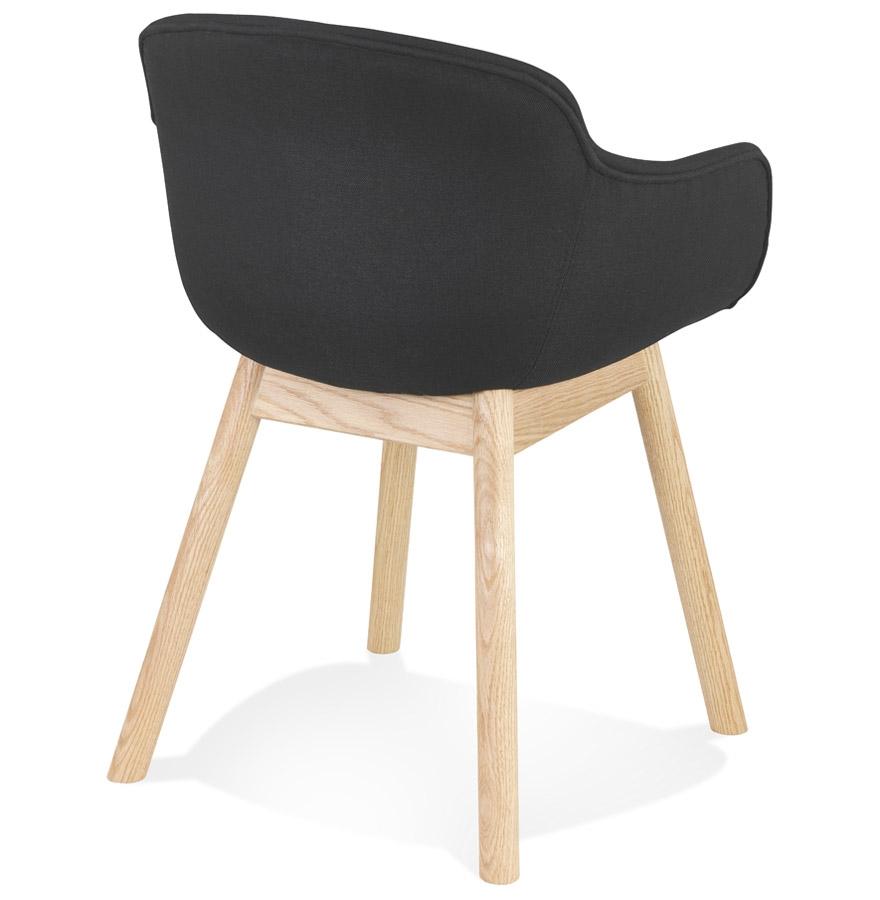 Kokoon Design Chair With 'LAMBIC' Armrests In Black Fabric And Natural Wood Legs
