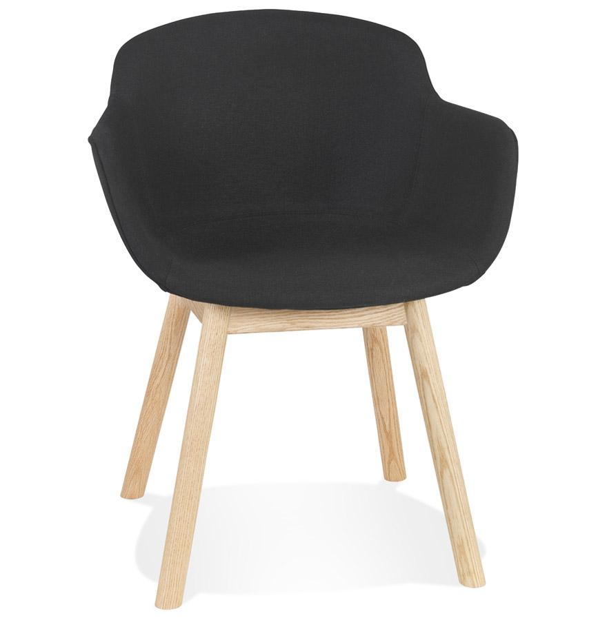 kokoon design Chair with 'LAMBIC' armrests in black fabric and natural wood legs