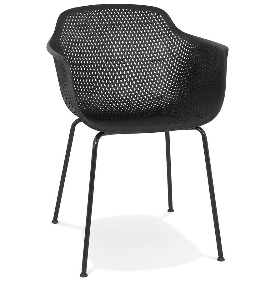 kokoon design Chair with perforated armrests 'DRAK' black indoor / outdoor