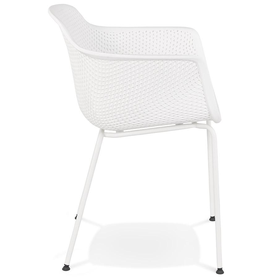 Kokoon Design Chair With Perforated Armrests 'DRAK' White Indoor / Outdoor