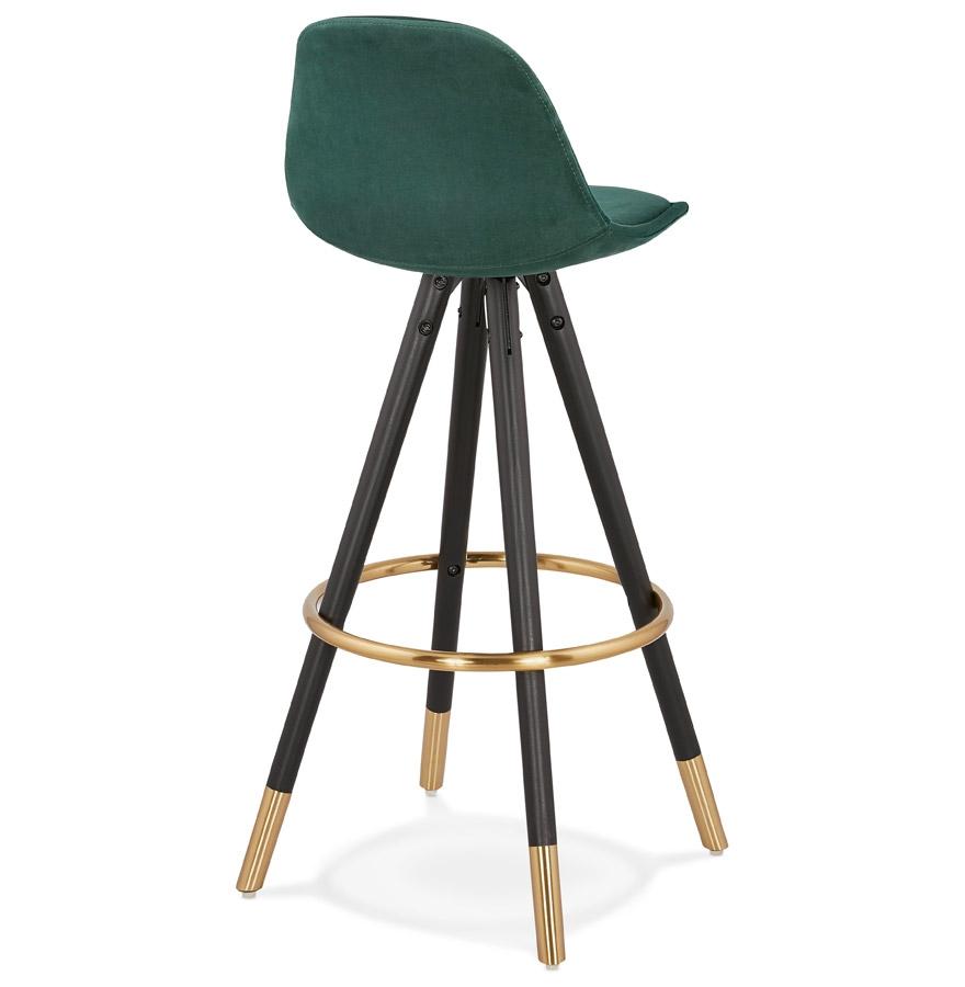Kokoon Design CHICAGO' Designer Bar Stool In Green Velvet And 4 Black Wooden Legs