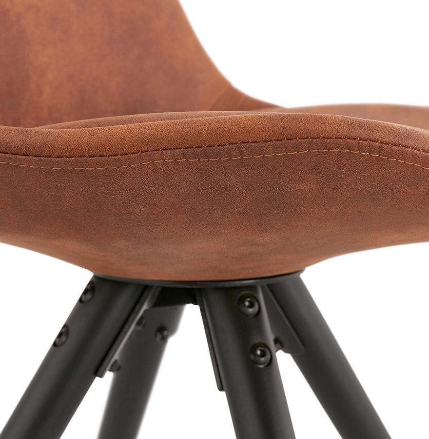 Kokoon Design Comfortable 'HARRY' Chair In Brown Microfiber And Black Wooden Legs