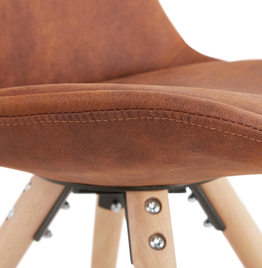 Kokoon Design Comfortable 'HARRY' Chair In Brown Microfiber And Natural Finish Wooden Legs