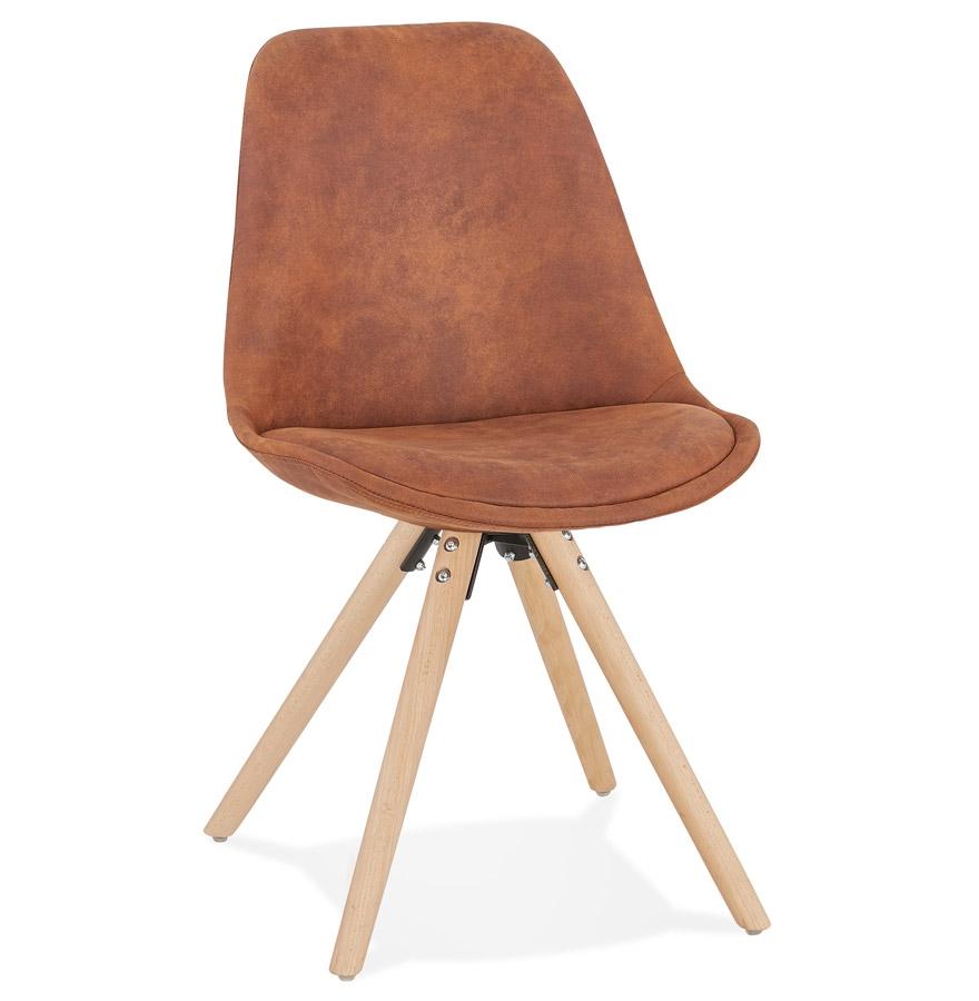 kokoon design Comfortable 'HARRY' chair in brown microfiber and natural finish wooden legs