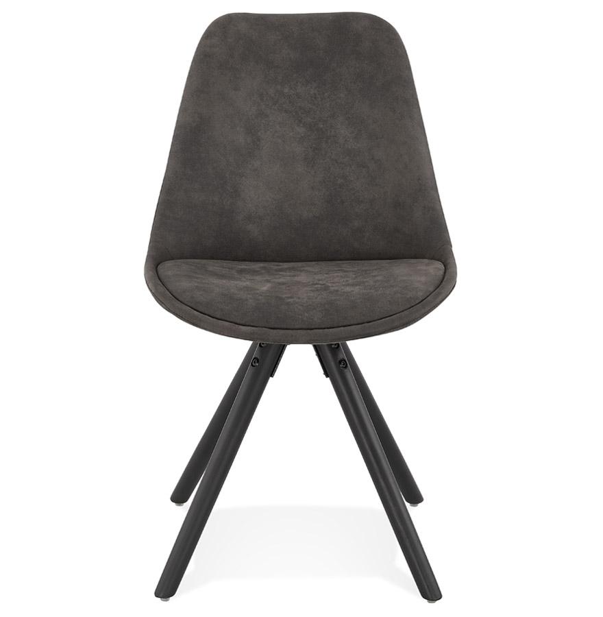 Kokoon Design Comfortable 'HARRY' Chair In Gray Microfiber And Black Wooden Legs