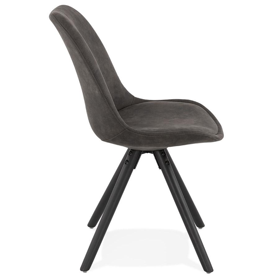 Kokoon Design Comfortable 'HARRY' Chair In Gray Microfiber And Black Wooden Legs