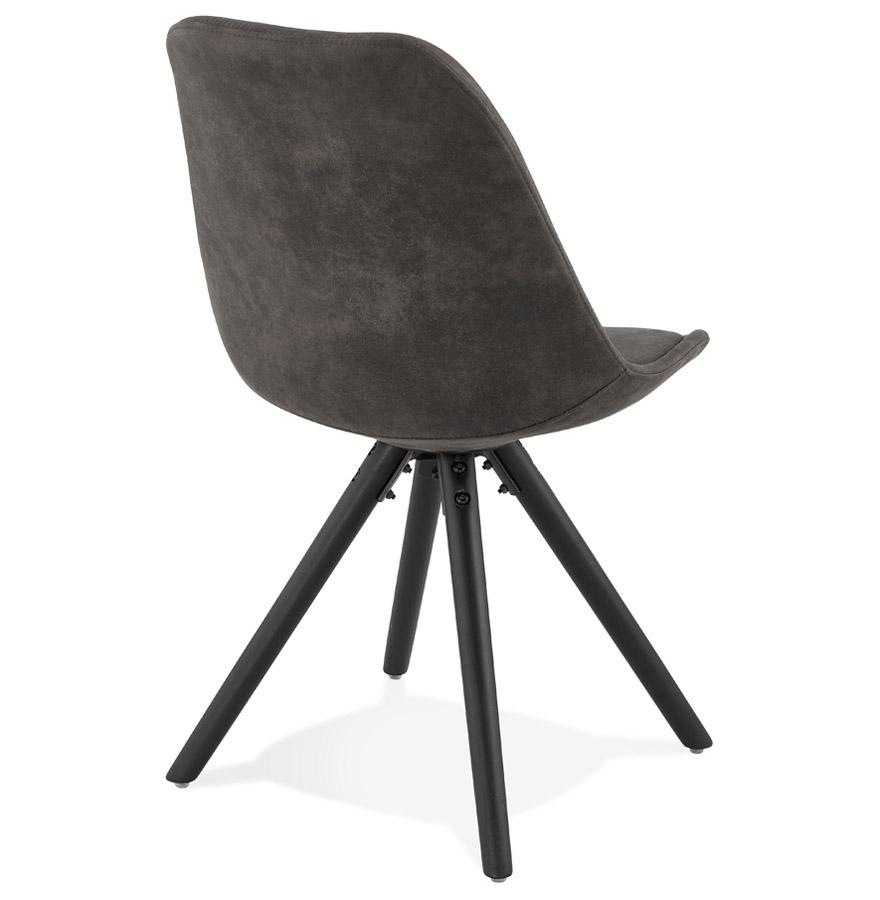 Kokoon Design Comfortable 'HARRY' Chair In Gray Microfiber And Black Wooden Legs