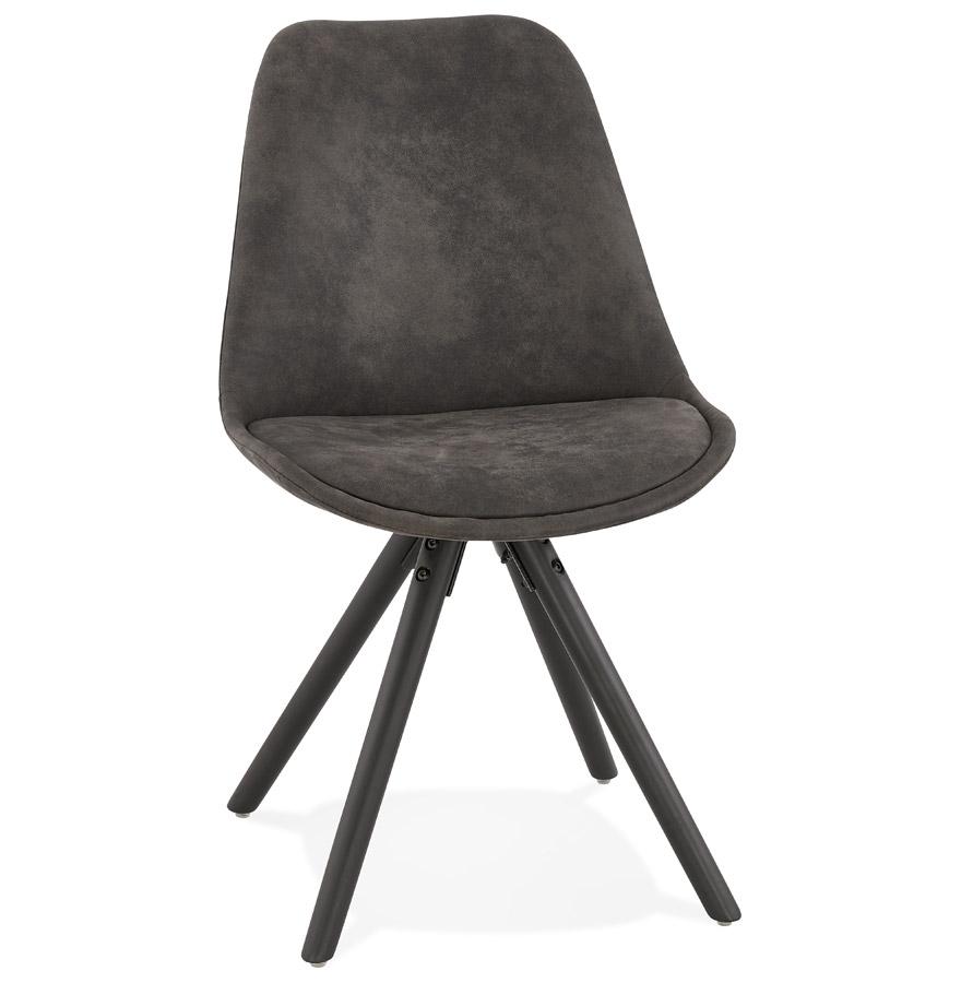 kokoon design Comfortable 'HARRY' chair in gray microfiber and black wooden legs