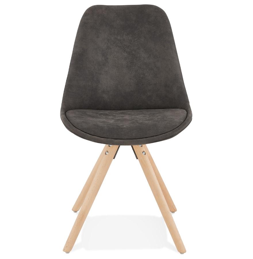 Kokoon Design Comfortable 'HARRY' Chair In Gray Microfiber And Natural Finish Wooden Legs