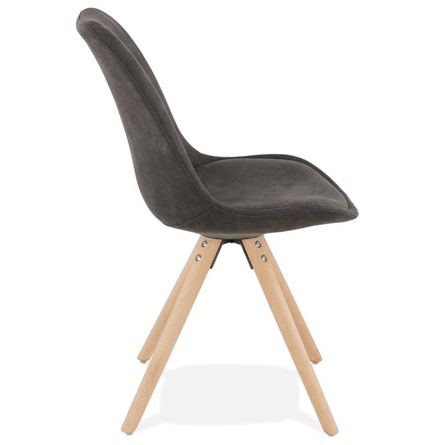Kokoon Design Comfortable 'HARRY' Chair In Gray Microfiber And Natural Finish Wooden Legs