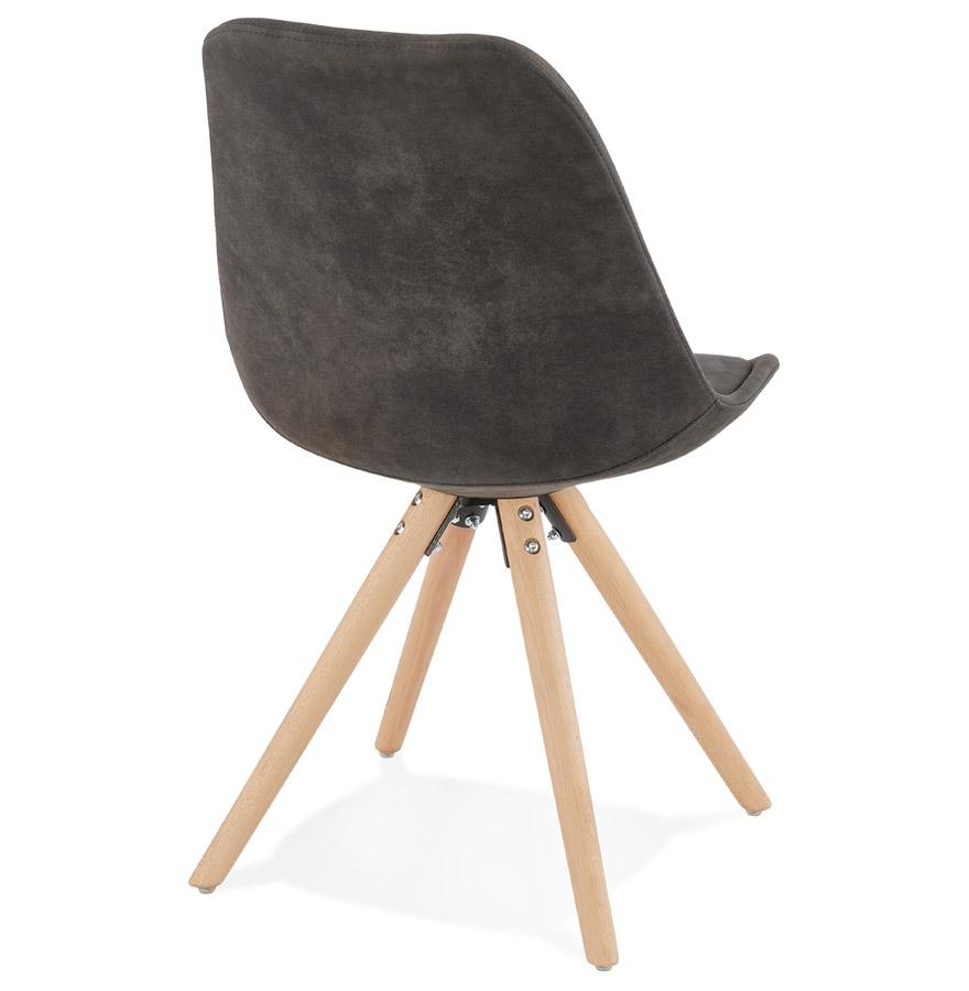 Kokoon Design Comfortable 'HARRY' Chair In Gray Microfiber And Natural Finish Wooden Legs