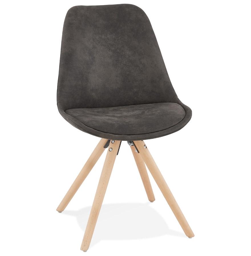 kokoon design Comfortable 'HARRY' chair in gray microfiber and natural finish wooden legs