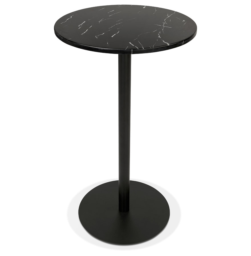 Kokoon Design CORY ROUND' Round High Table In Black Marble Effect Stone And Black Metal - 60x60 Cm