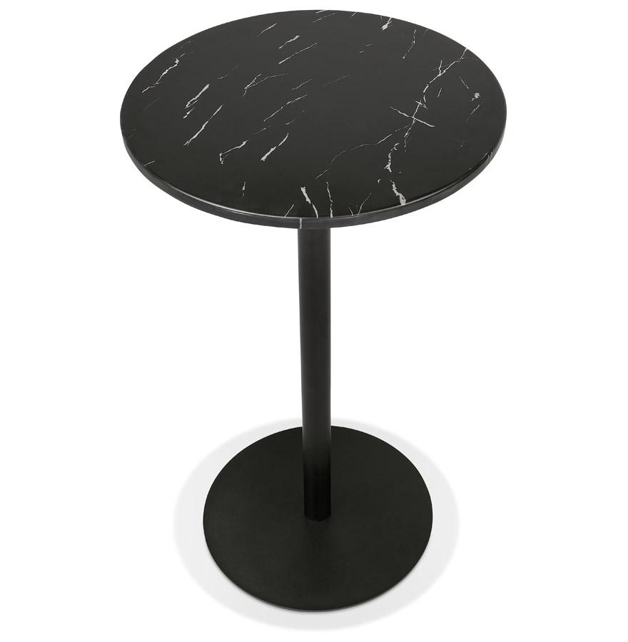 Kokoon Design CORY ROUND' Round High Table In Black Marble Effect Stone And Black Metal - 60x60 Cm