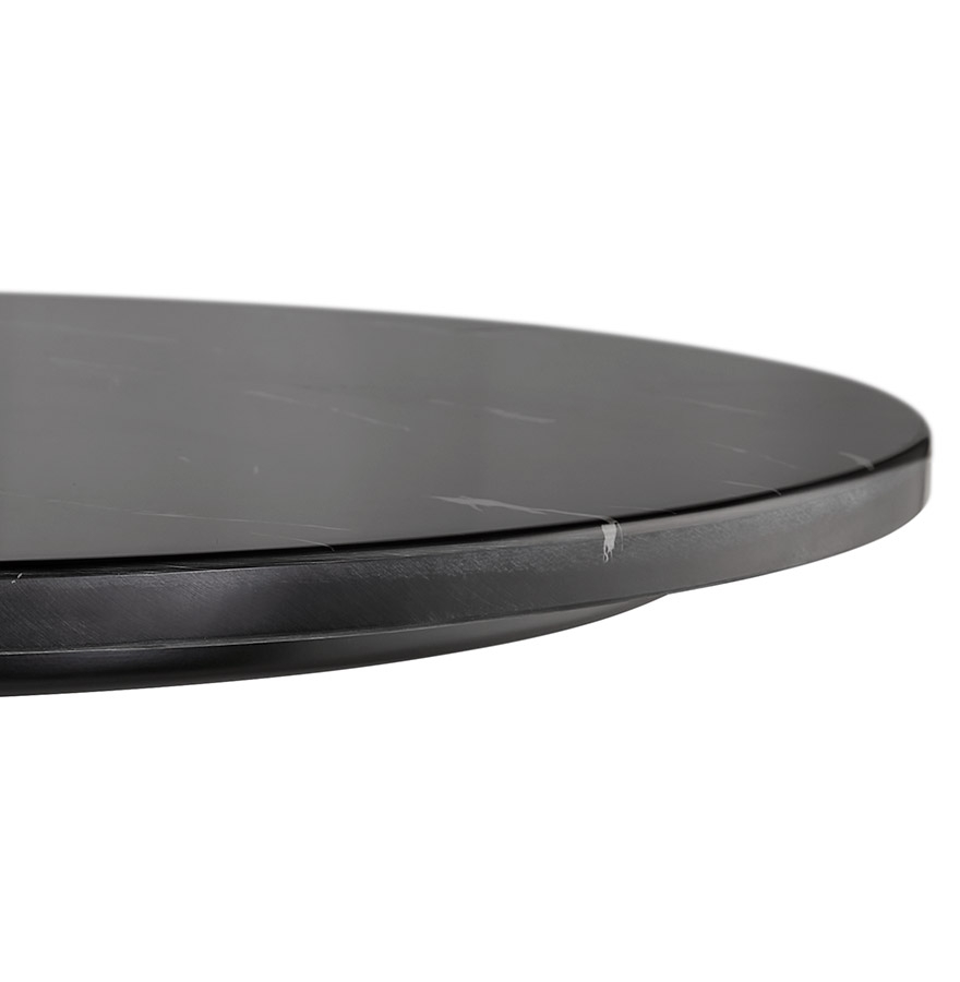 Kokoon Design CORY ROUND' Round High Table In Black Marble Effect Stone And Black Metal - 60x60 Cm