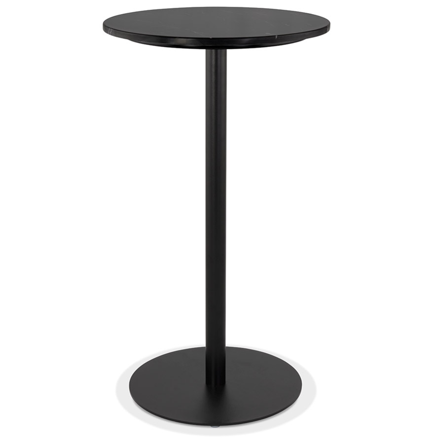 kokoon design CORY ROUND' round high table in black marble effect stone and black metal - 60x60 cm