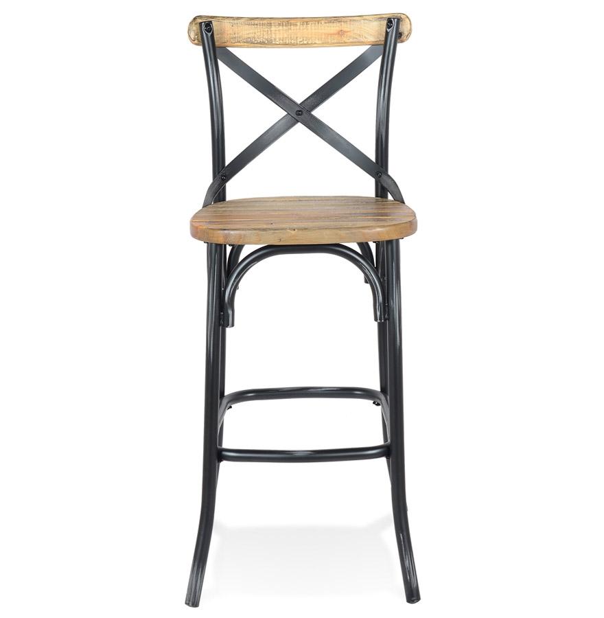 Kokoon Design COTTAGE' Bar Stool In Black Aged Effect Walnut Finish Wood