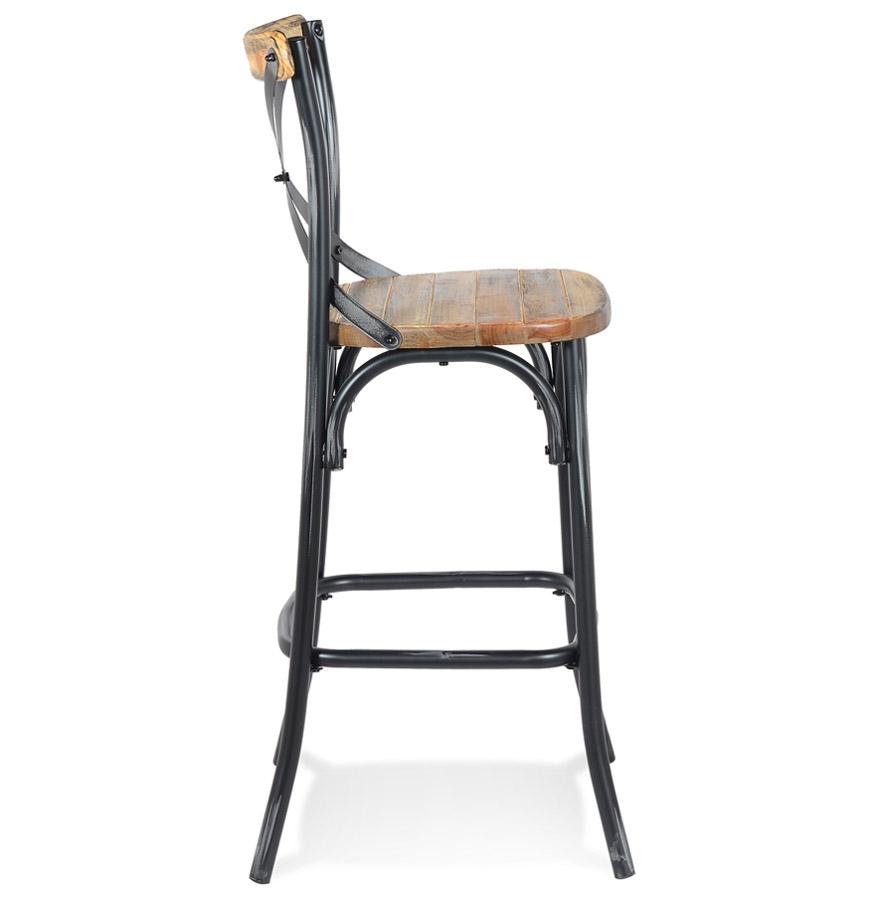 Kokoon Design COTTAGE' Bar Stool In Black Aged Effect Walnut Finish Wood