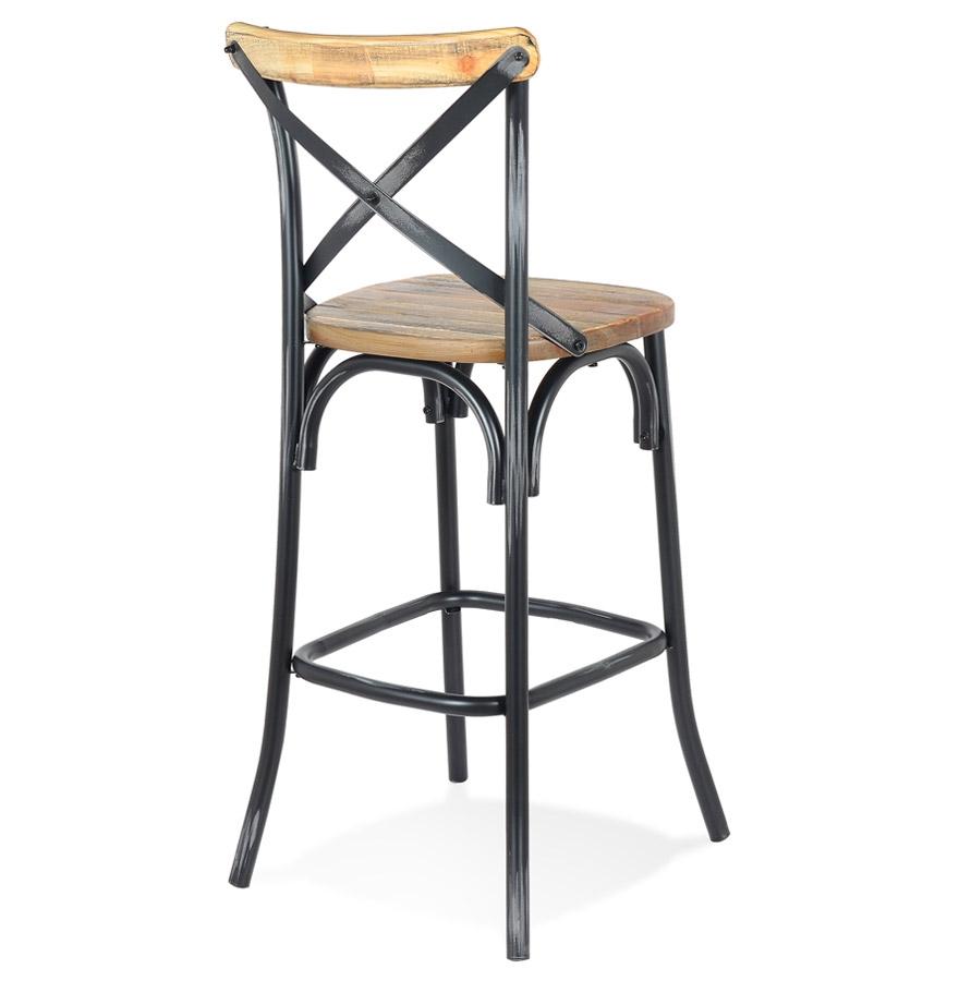 Kokoon Design COTTAGE' Bar Stool In Black Aged Effect Walnut Finish Wood