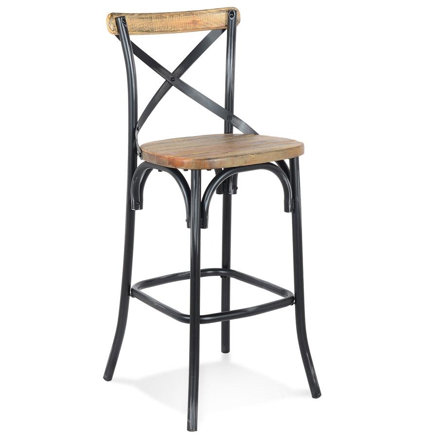 kokoon design COTTAGE' bar stool in black aged effect walnut finish wood kokoon design COTTAGE' bar stool in black aged effect walnut finish wood
