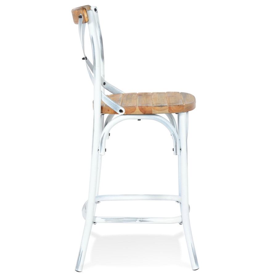 Kokoon Design COTTAGE MINI' Mid-height Snack Stool In Aged Walnut Finish Wood