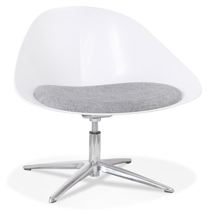 kokoon design DAPHNE' designer lounge chair in white plastic and gray fabric