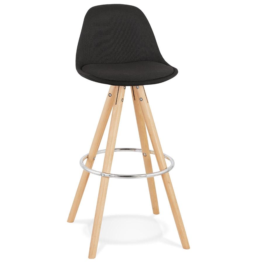 kokoon design Designer bar stool 'DANI' in black fabric and natural wood legs