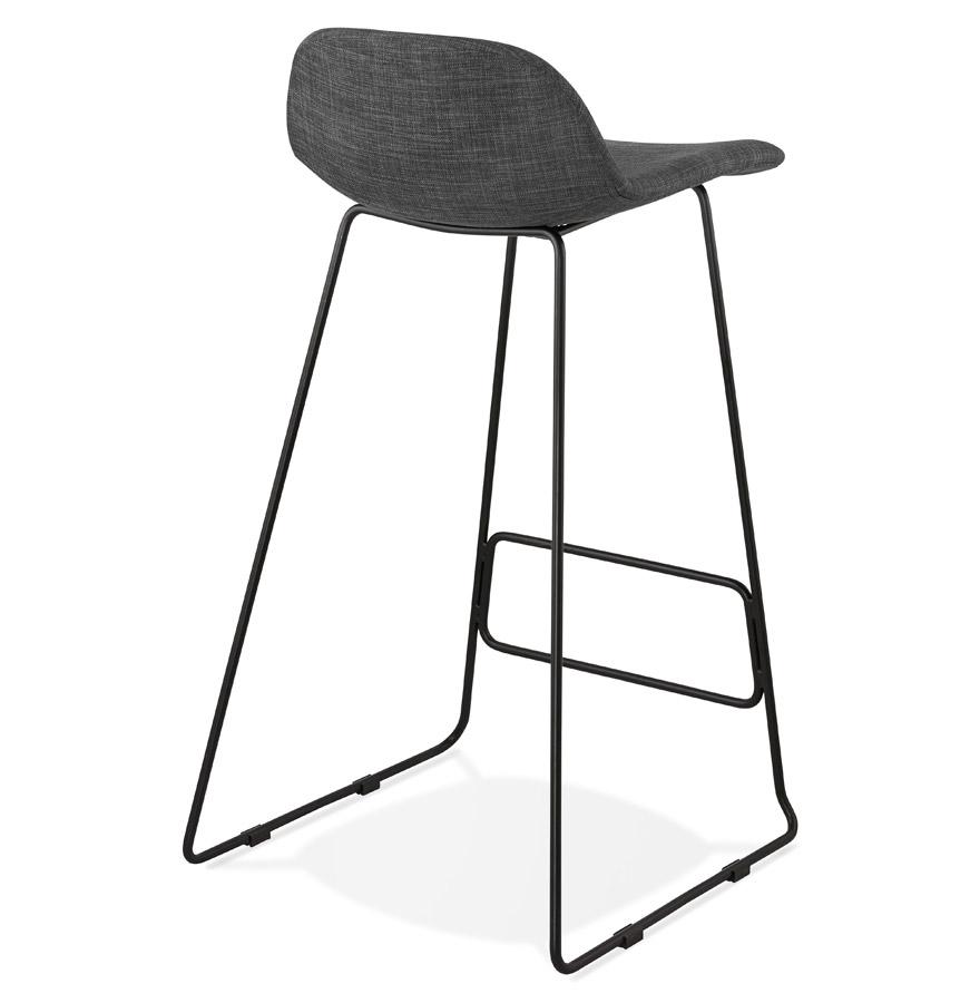 Kokoon Design Designer Bar Stool 'MOSKOW' Black Industrial Style With Black Metal Legs