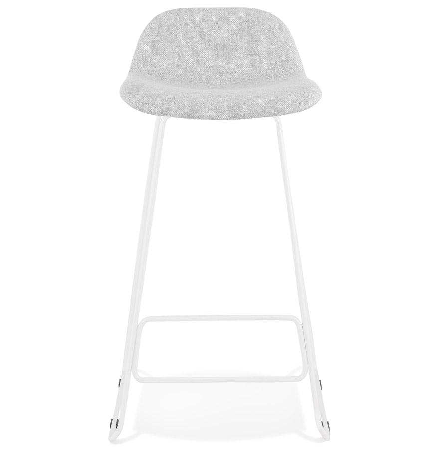 Kokoon Design Designer Bar Stool 'MOSKOW' Light Gray With White Metal Legs