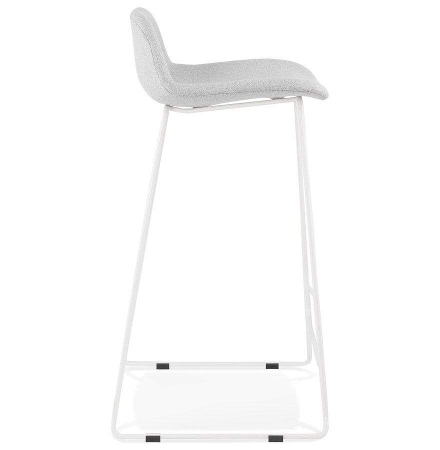 Kokoon Design Designer Bar Stool 'MOSKOW' Light Gray With White Metal Legs