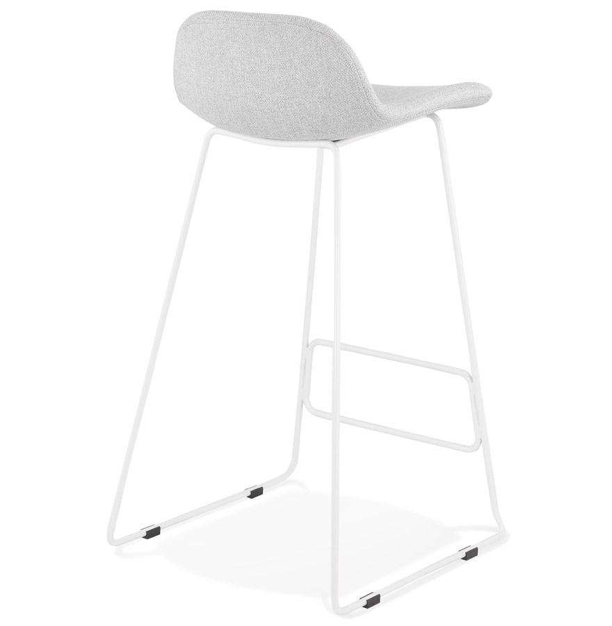 Kokoon Design Designer Bar Stool 'MOSKOW' Light Gray With White Metal Legs