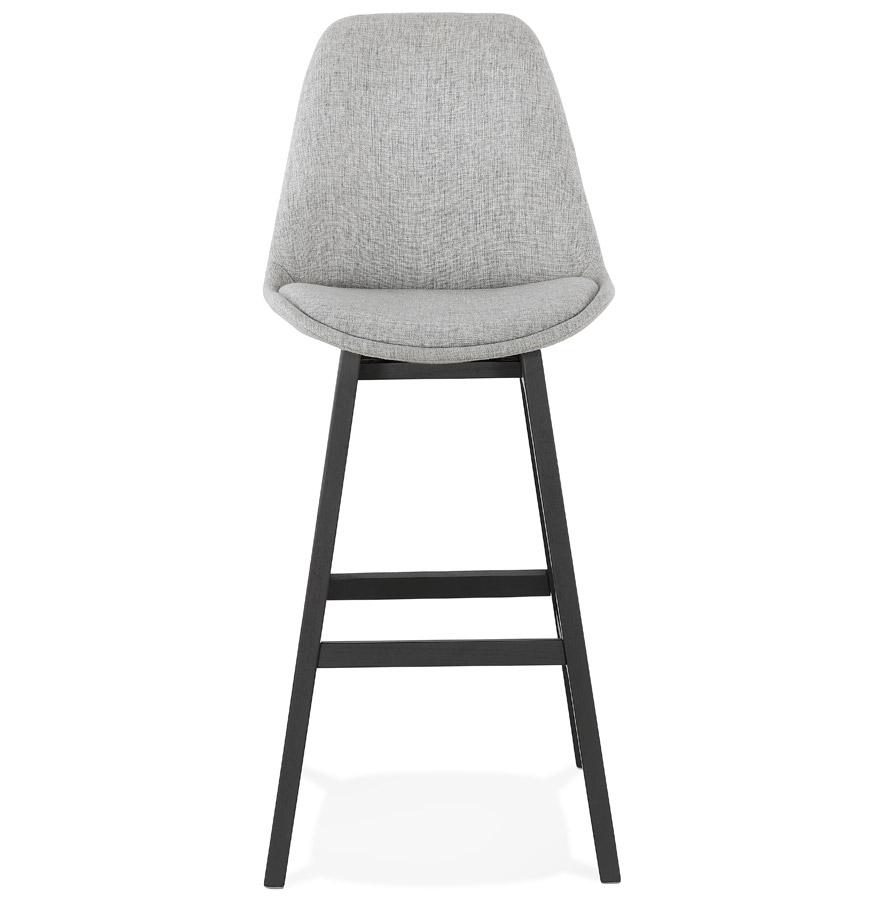 Kokoon Design Designer Bar Stool 'TERESA' In Gray Fabric And Black Wooden Leg