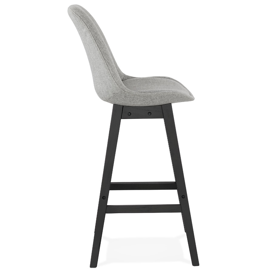 Kokoon Design Designer Bar Stool 'TERESA' In Gray Fabric And Black Wooden Leg