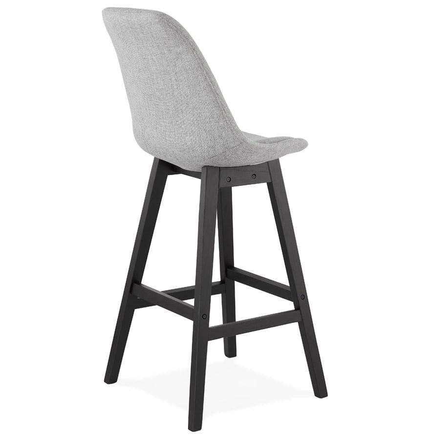 Kokoon Design Designer Bar Stool 'TERESA' In Gray Fabric And Black Wooden Leg
