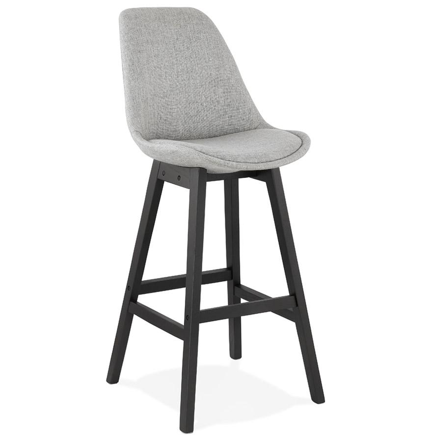 kokoon design Designer bar stool 'TERESA' in gray fabric and black wooden leg